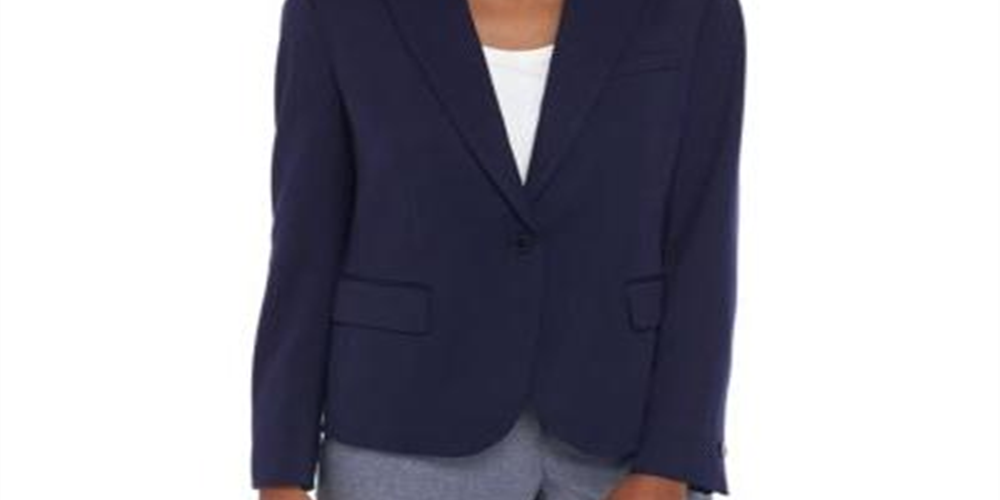 Anne Klein Blazer Feminino de Um Botão para Trabalho Azul Tamanho 12
