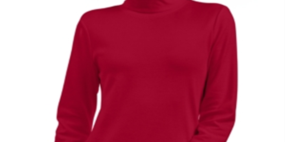 Karen Scott Petite Cotton Turtleneck Top - New Red Amore Red Tamanho Petit S