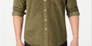 Camisa Masculina Club Room Veludo Cotelê Nova Verde Oliva Tamanho G