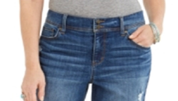 Bermuda feminina estilo &amp; co, azul, desgastada, tamanho 4