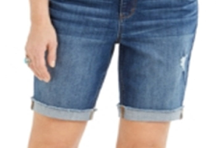 Bermuda feminina estilo &amp; co, azul, desgastada, tamanho 4