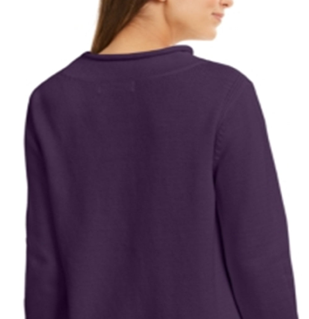 Karen Scott Suéter Feminino de Algodão com Gola Falsa Roxo Tamanho P