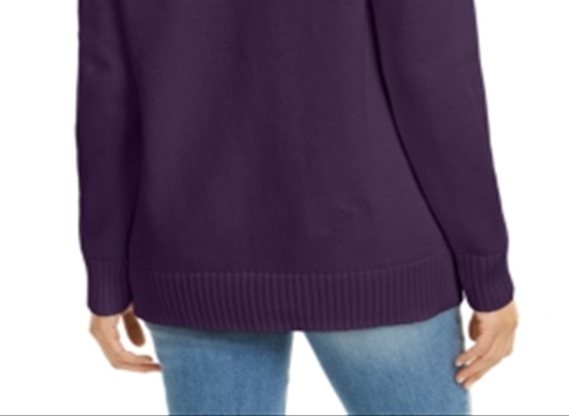 Karen Scott Suéter Feminino de Algodão com Gola Falsa Roxo Tamanho P