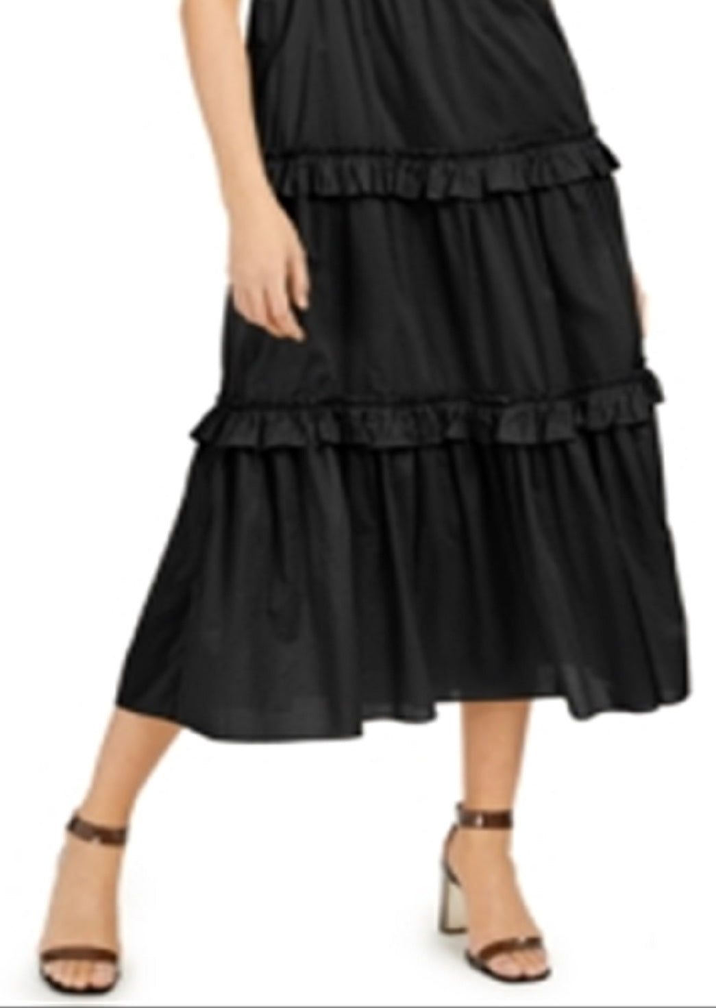 Vestido longo feminino com babados e camadas da INC International Concepts, preto, tamanho XXG