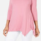 JM Collection Top feminino com decote em V e bainha em lenço, rosa, tamanho médio