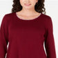 Blusa feminina Karen Scott com acabamento estampado, vermelha, tamanho pequeno