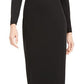 Vestido de festa longo Calvin Klein feminino, manga comprida, ombro de fora, preto, tamanho 12