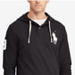 Moletom com capuz Ralph Lauren masculino de algodão, preto, tamanho pequeno
