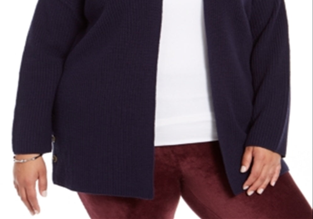 Cardigan feminino com acabamento em botões, azul, tamanho 3X, da Style &amp; Co