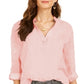 Blusa popover texturizada lisa feminina Style &amp; Co, rosa, tamanho grande