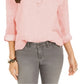 Blusa popover texturizada lisa feminina Style &amp; Co, rosa, tamanho grande