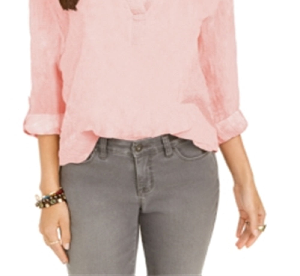 Blusa popover texturizada lisa feminina Style &amp; Co, rosa, tamanho grande