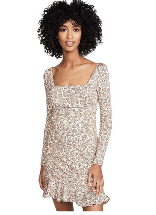 Vestido casual floral boho feminino Free People, marrom, tamanho 2