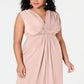 Vestido formal feminino Love Squared, sem mangas, decote em V, maxi fit, estilo flare, rosa, tamanho 1X