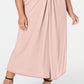 Vestido formal feminino Love Squared, sem mangas, decote em V, maxi fit, estilo flare, rosa, tamanho 1X