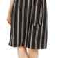 Vestido feminino Alfani listrado, manga curta, gola redonda, comprimento até o joelho, preto, tamanho grande