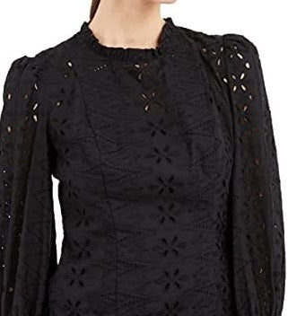 Blusa feminina de algodão com ilhós INC International Concepts, preta, tamanho G
