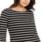 Top listrado feminino Charter Club, preto, tamanho pequeno P