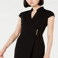 Vestido Calvin Klein Feminino Manga Curta Gola V Acima do Joelho Bainha para Usar no Trabalho Preto Tamanho 12 Petite