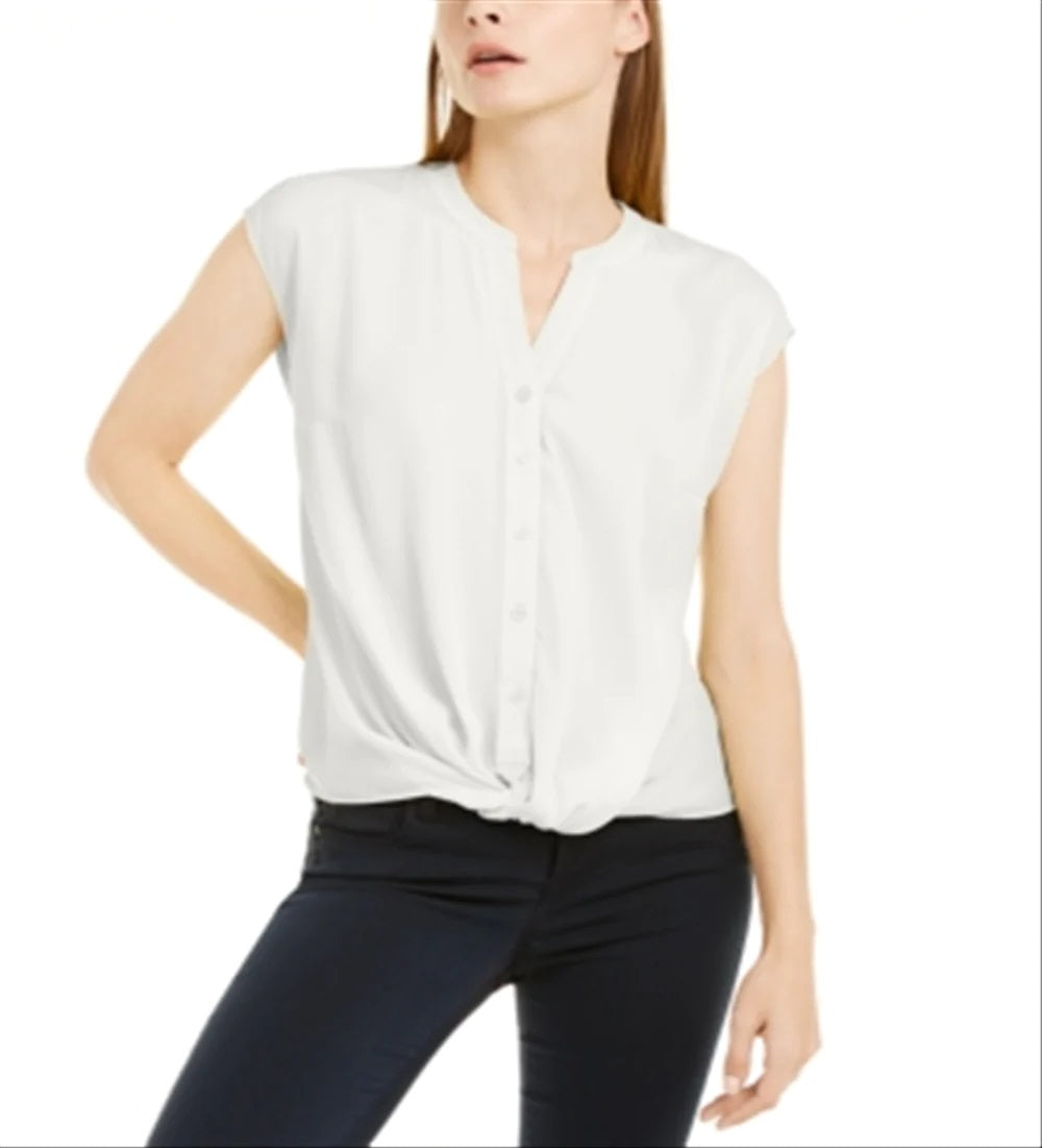 Top feminino Petite Twist-Front da INC International Concepts, branco, tamanho Petite S