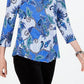 Blusa feminina Charter Club de algodão estampado com manga 3/4, azul, tamanho G