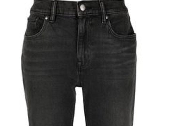 Calça jeans feminina Ralph Lauren com bolsos frontais e botões, preta, tamanho 12