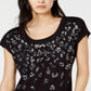 Camiseta feminina de manga curta com estampa animal da INC, preta, tamanho XS