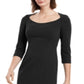 Vestido Calvin Klein Feminino Manga 3/4 com Zíper, Decote Redondo Acima do Joelho, Preto, Tamanho 2