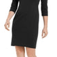 Vestido Calvin Klein Feminino Manga 3/4 com Zíper, Decote Redondo Acima do Joelho, Preto, Tamanho 2