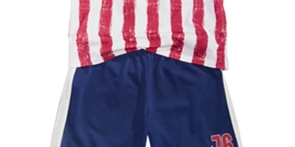 Conjunto de pijama com bandeira Max &amp; Olivia para meninos pequenos e grandes, 2 peças - Azul-marinho, tamanho GG