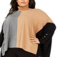 Alfani Suéter Poncho Feminino Gola Alta Colorblock Marrom Tamanho 3X