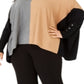 Alfani Suéter Poncho Feminino Gola Alta Colorblock Marrom Tamanho 3X
