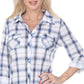 Blusa Oakley Stretchy Plaid Feminina White Mark Azul Tamanho P