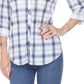 Blusa Oakley Stretchy Plaid Feminina White Mark Azul Tamanho P
