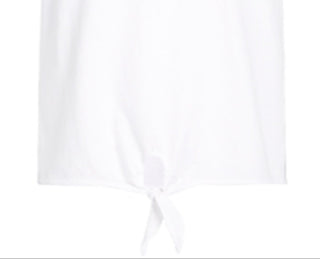 Camiseta infantil feminina Champion com estampa de logo e amarração frontal, branca, tamanho 2T