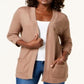 Karen Scott Cardigan feminino de algodão aconchegante, marrom, tamanho pequeno