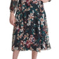 Vestido feminino Tommy Hilfiger de manga comprida com estampa floral em chiffon, preto, tamanho 8P
