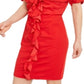 INC Vestido curto de festa feminino com babados e manga dolman, decote em V, vermelho, tamanho 2XL