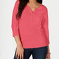 Karen Scott Top Henley de Algodão Feminino Laranja Tamanho X-S