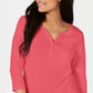 Karen Scott Top Henley de Algodão Feminino Laranja Tamanho X-S