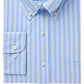 Camisa social masculina Club Room Classic/Regular Fit com listras duplas, azul, tamanho 32-33