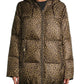 Casaco acolchoado com capuz e estampa de leopardo Michael Kors feminino, marrom, tamanho M