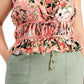 INC International Concepts Regata feminina com estampa floral e franzido na frente, laranja, tamanho 2X