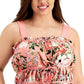 INC International Concepts Regata feminina com estampa floral e franzido na frente, laranja, tamanho 2X