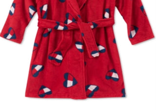 Tommy Hilfiger Toddler Little &amp; Big Girl's Heart Flag Print Plush Robe Vermelho Tamanho 2T-3T