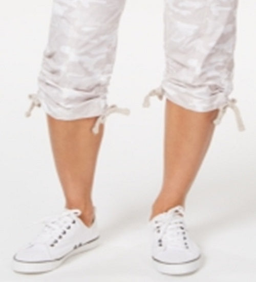 Calça Capri Calvin Klein Feminina Performance Estampada com Barra Amarrada, Branca, Tamanho XX-G
