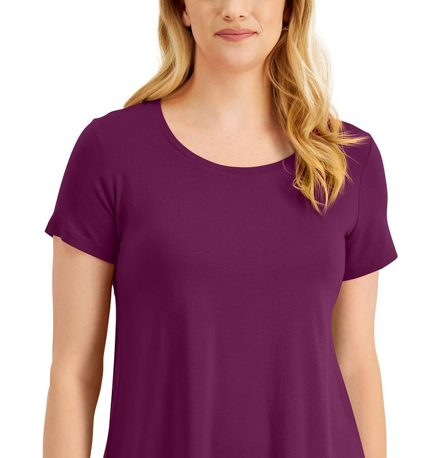 JM Collection Feminino Solid Rayon Span Roxo Tamanho Grande