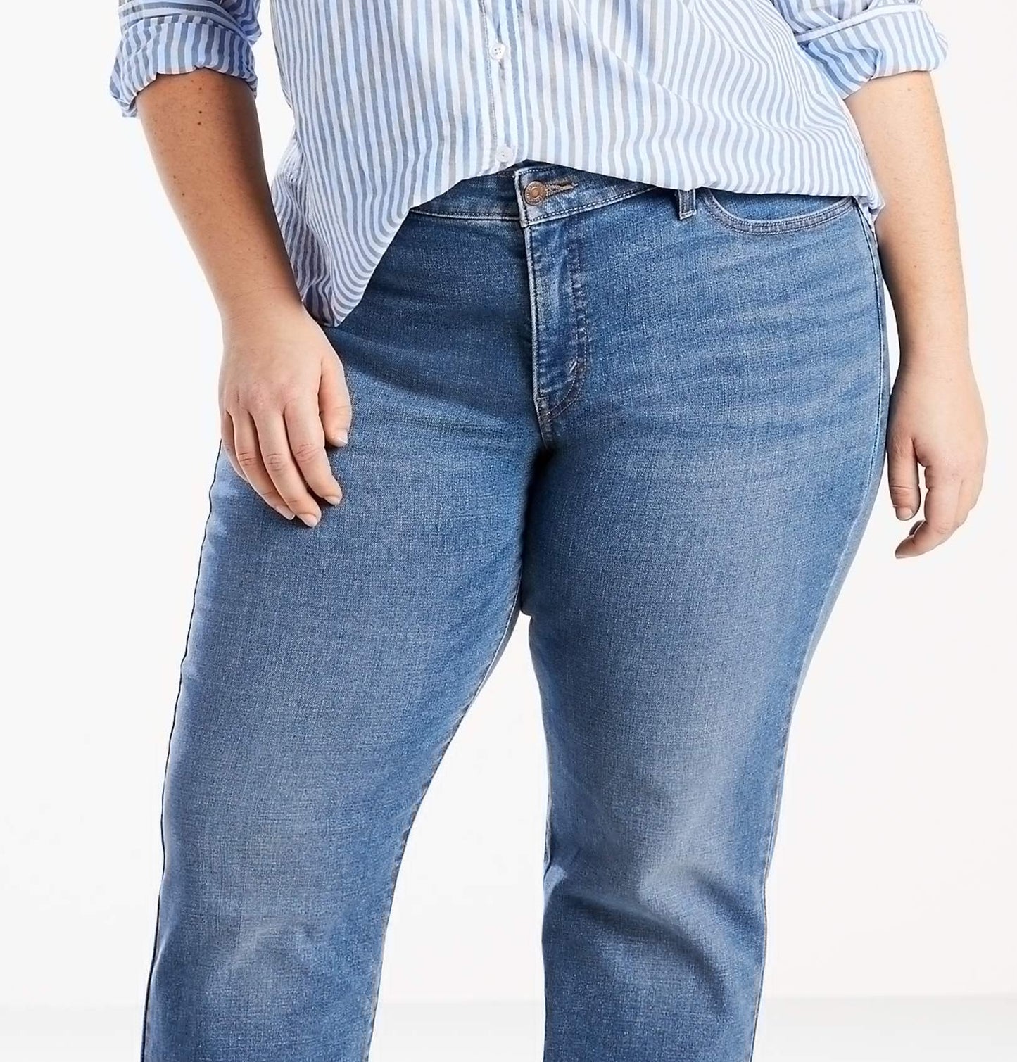 Calça Jeans Levi's Plus Classic 414 Straight Leg Feminina Azul Tamanho 22W