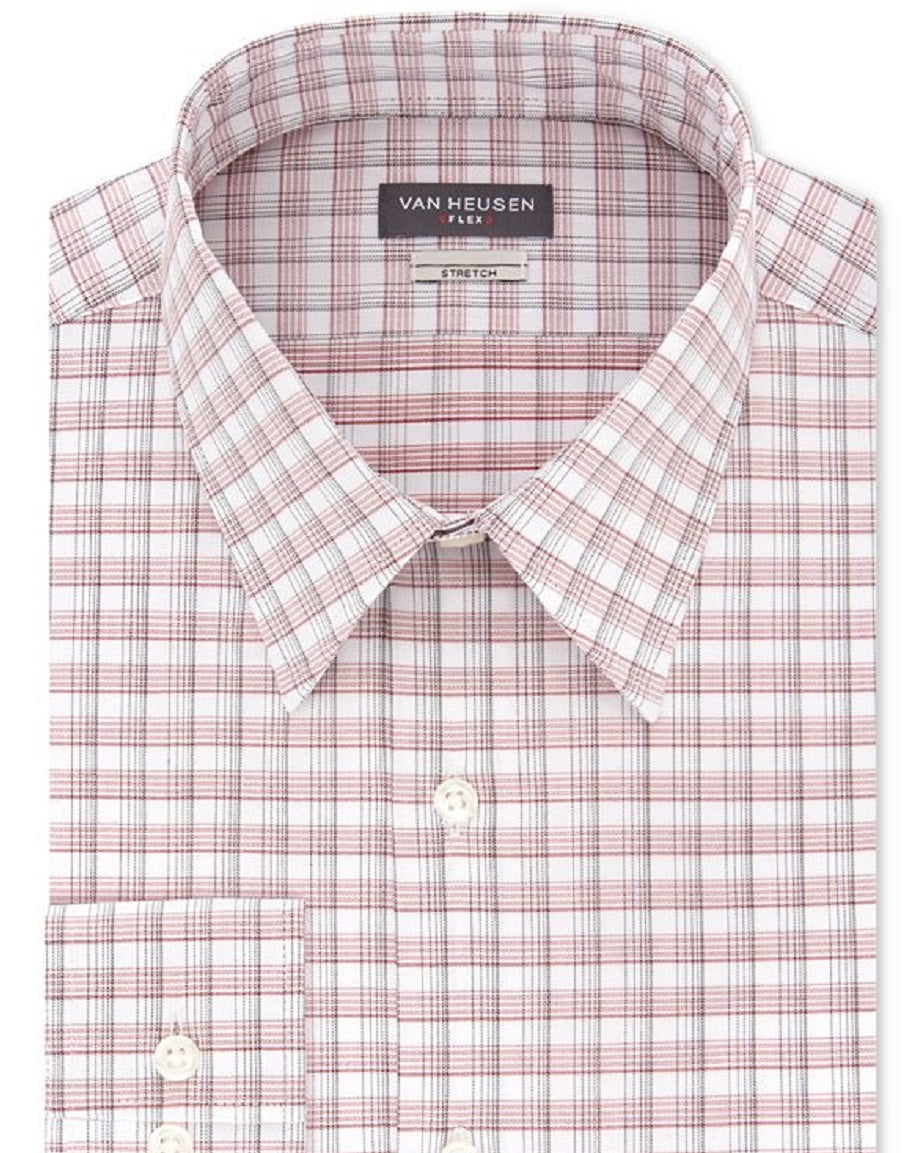 Camisa social xadrez masculina Van Heusen resistente a rugas, vermelha, tamanho 4XL