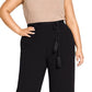 Calça palazzo feminina moderna com cinto City Chic, preta, tamanho 18W